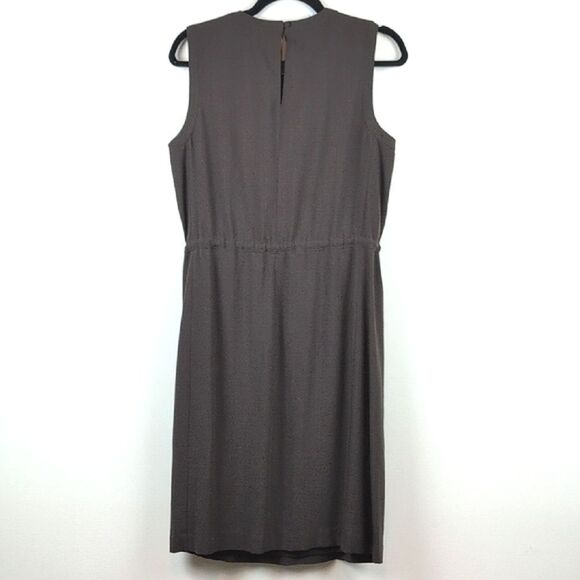 Talbots Elegant Brown Wool Sleeveless Waist Tie Dress Size 10 Minimalist Coastal - Picture 8 of 10